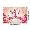 thumbnail image 2 of Pink Themed First Birthday Banner with Crown Balloons and Stars Background Happy Birthday Party Supplies Backdrop Decorations for Photography Props Photo Booth Party Decor, 2 of 7