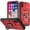 E-Black/Red, variant on JTCASES for IPhone X Case, Sliding Camera Cover Rotating Ring Kickstand Magnetic Car Mount Inside Card Holder, Bracket Shockproof Frame Anti-drop PC TPU Heavy Duty Protection, Black/Silver