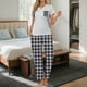 thumbnail image 1 of Blusa informal con cuello en V y manga corta para mujer, pantalones de moda, pijama, tops y pantalones de poliéster., 1 of 6