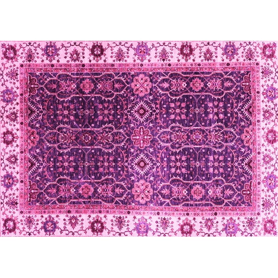 Ahgly Company Indoor Rectangle Abstract Pink Modern Area Rugs, 7' x 9'