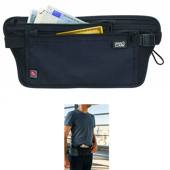 Lewis N Clark RFID Blocking Money Belt Travel Pouch Waist Stash Id Credit Card