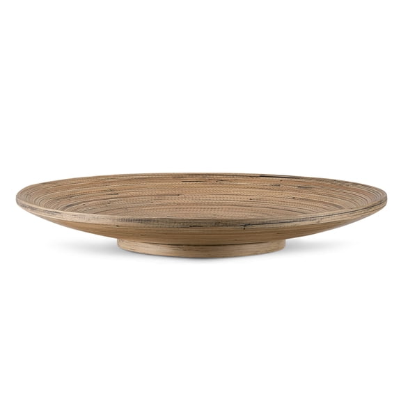 LEXA Bamboo Fruit Bowl 12" Large Round Wooden Plate for Coffee Table Decor & Charcuterie Board, Handcrafted Home Decor Tray or Platter - Single Bowl (Black)