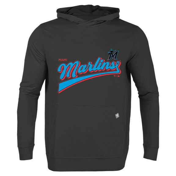 Men's Levelwear  Black Miami Marlins  Relay 2.0 Retro Pullover Hoodie