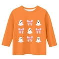 thumbnail image 3 of Halloween Shirts for Kids Girls Ghost Graphic Tees 3/4 Sleeve Cute Toddler Y2K Funny Tops Tween Holiday Gift Crew Neck Tshirts, Size 3-12, Orange 10-11 Years, 3 of 4