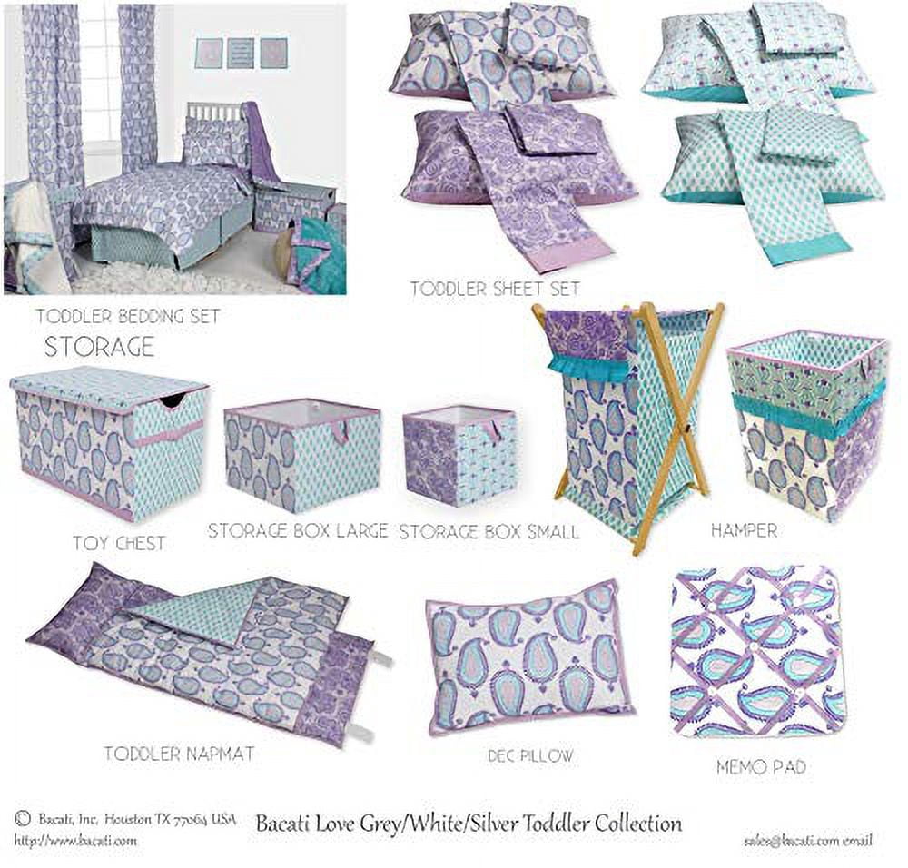 Bacati - Paisley Floral 100 Percent Cotton Percale 2 Pack Crib/Toddler Bed Fitted Sheets (Aqua/Lilac/Purple Paisley)