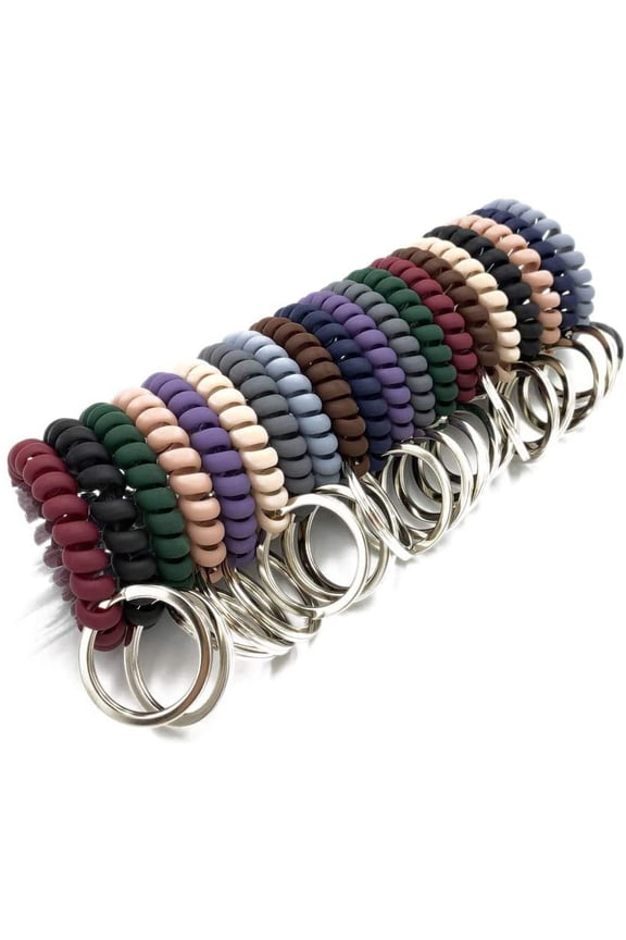 20 Pack Wrist Coil, 10-Colors Plastic Wristband, Elastic Stretchable Spiral Bracelet, Key Ring Key Chain for Gym, Pool, ID Badge, Outdoor Sports, Office, Workshop, Shopping Mall, Sauna