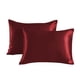 thumbnail image 1 of Xiao Hua 2 fundas de almohada de imitación de seda. Comienza tu noche de ensueño con esta cómoda y transpirable funda de almohada de 20,08 x 40,16 pulgadas (rojo vino)., 1 of 5