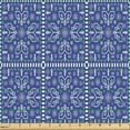 thumbnail image 2 of Ambesonne Scandinavian Fabric by the Yard Upholstery, Folk Ethnic Geometric, 2 Yards, Dark Violet White, 2 of 5