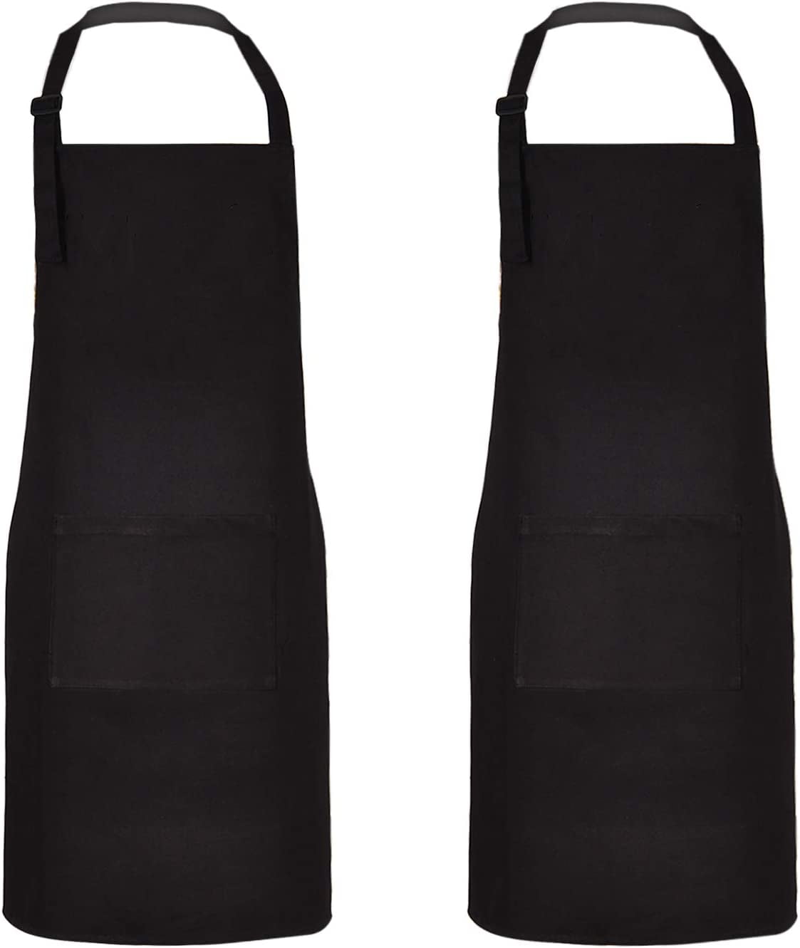 Invoibler 2 Pack Black Aprons for Cooking Plus Size，Men Women Aprons