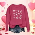 thumbnail image 5 of Valentines Heart Sweatshirts Womens Long Sleeve Cute Graphic Pullover Tops Funny Print Holiday Valentine Day Gifts, S Hot Pink, 5 of 5