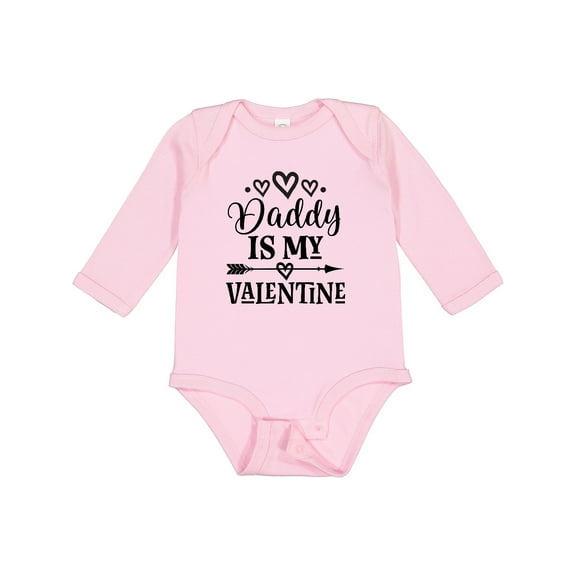 Inktastic Daddy is My Valentine Holiday Girls Long Sleeve Baby Bodysuit
