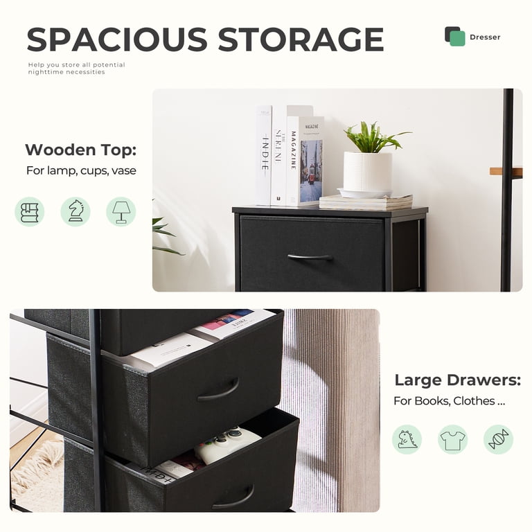 EDX 4 Drawer Fabric Dressers Cabinet, Ideal for Living Room