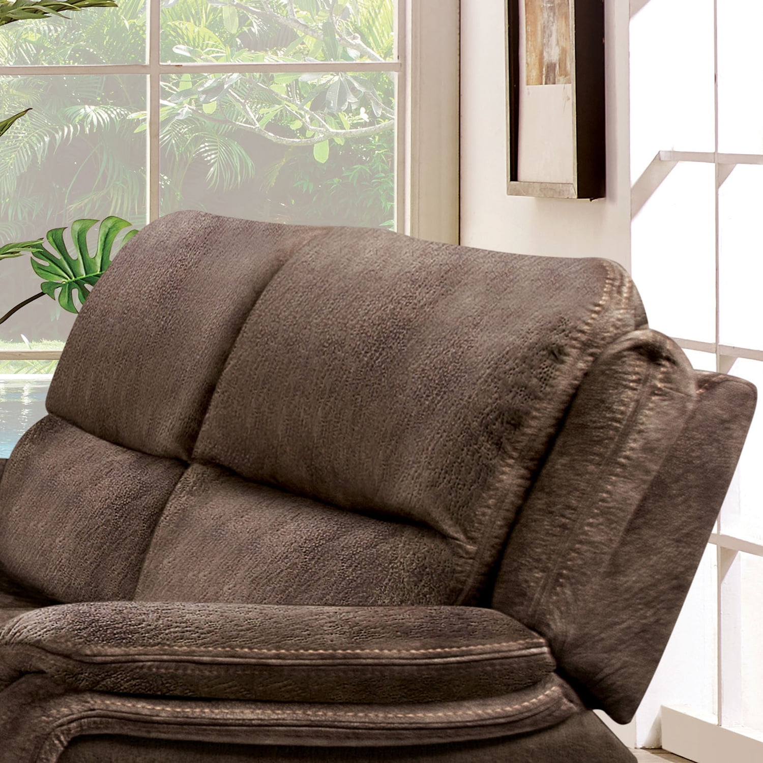 Furniture of America Caddo Upholstered Fabric Dark Brown Reclining Loveseat