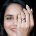 thumbnail image 3 of Rosec Jewels Natural Amethyst and Diamond Ring for Women - Leaf Wrap Cocktail Ring - Ready to Gift with Jewelry Box, 10K White Gold, US 9.50, 3 of 8