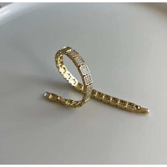 6 Ct Round Cut Simulated Diamond Women's Tennis Bracelet 14K Yellow Gold Plated