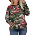 thumbnail image 2 of Christmas Sweatshirts for Women Cute Shirt Fall Pullover Top with Christmas Tree Print for Festive Outfits and Gifts,Army Green,L, 2 of 4