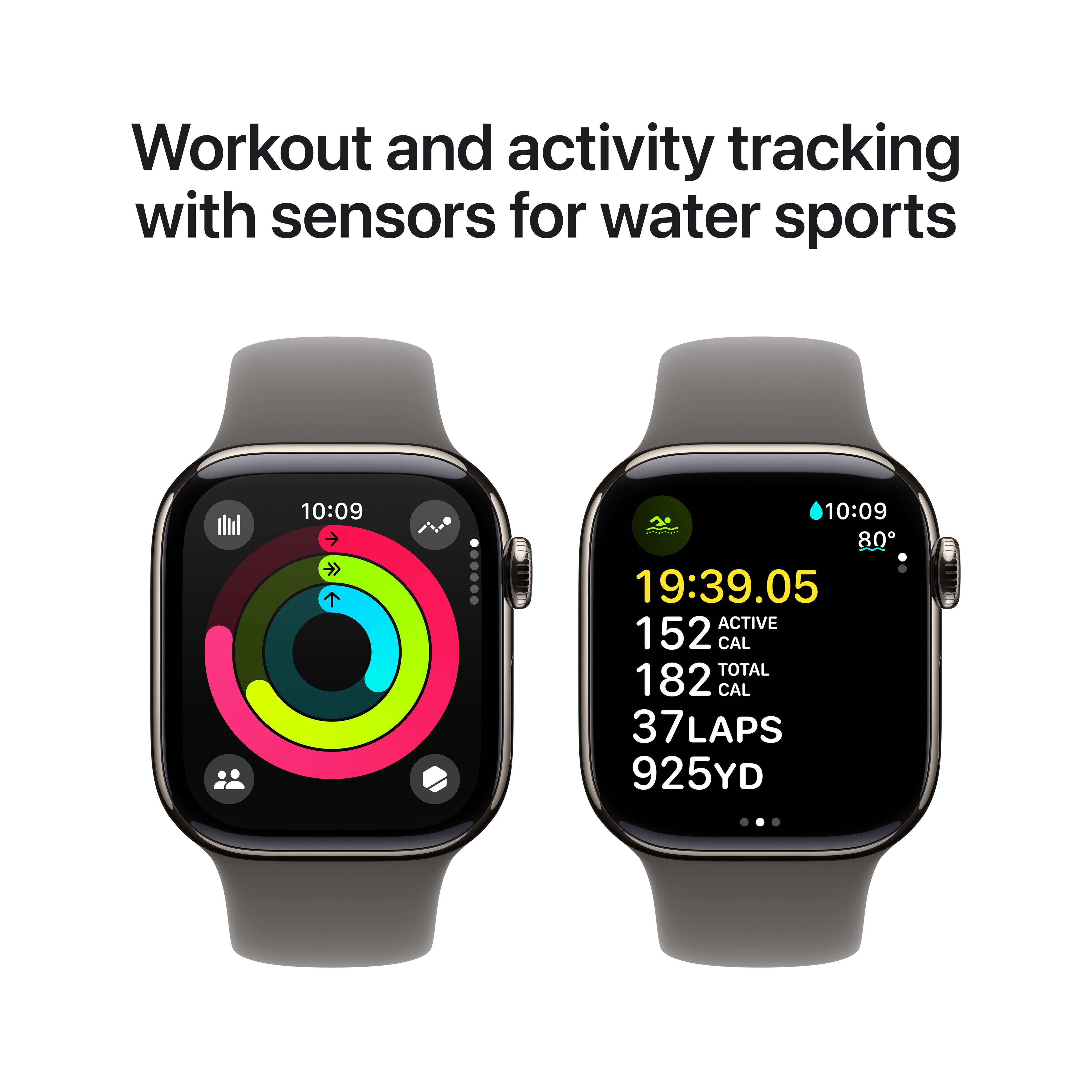Apple Watch Series 10 GPS + Cellular 46mm Natural Titanium Case with Stone Gray Sport Band - S/M