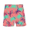 thumbnail image 4 of Virmaxy Men's Drawstring Five Pants Palm Tree Print Beach Shorts Hawaiian Shorts with Pockets Special Print Beach Casual Trouser Shorts Pants Pink-A 3XL, 4 of 6