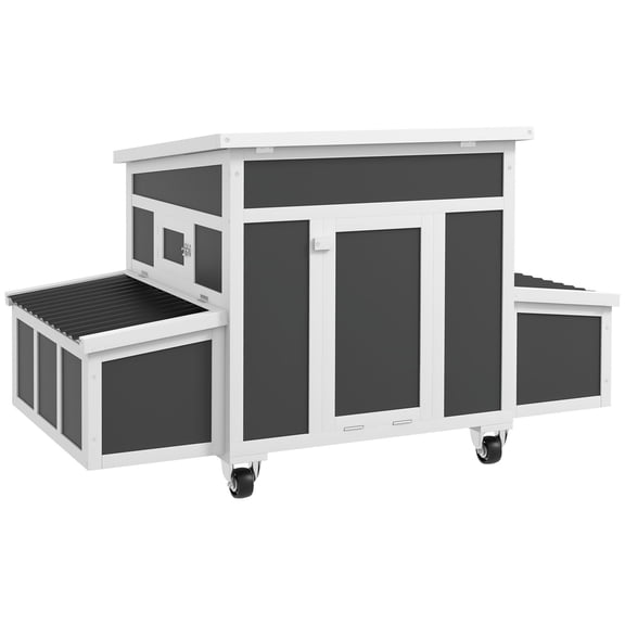 Dark Gray Wooden Chicken Coop for 6 Hens with Nesting Box, Roosting Perch