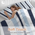 thumbnail image 4 of 3 Piece Navy Blue Aqua Striped Duvet Cover Set California King, Microfiber Comforter/Quilt Cover with Corner Ties and 2 Pillowcases, Farmhouse Stripe Art All Season Soft Bedding with Zipper Closure, 4 of 8