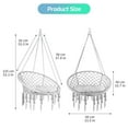thumbnail image 6 of Chair Rope Swing Hanging Cotton Kits, Macrame Hammock with Hand-Woven Rope, Steel Spreader Bar Anti-Slip Rings,Gray,, Durable, Soft, Comfortable, for Outdoor Yard, 6 of 7