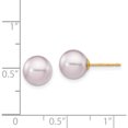 thumbnail image 3 of 14K Yellow Gold 8-9mm Purple Round Freshwater Cultured Pearl Stud Post Earrings Made In Canada x80ppu, 3 of 5