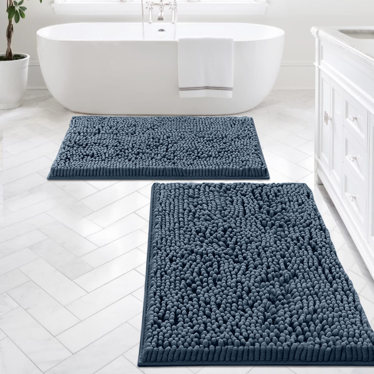 Sanmadrola Shaggy Bathroom Rugs NonSlip Absorbent Thick Soft Bath Rug Mat for Bathroom