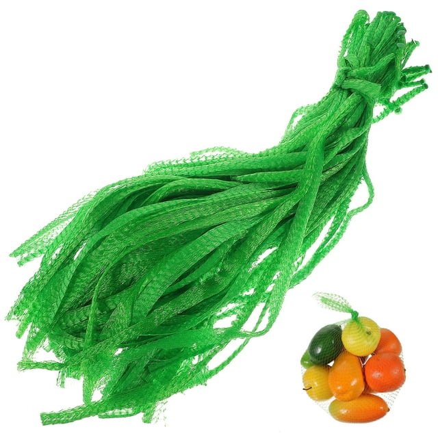 Xiao Hua Bolsa de compras reutilizable de malla portátil, paquete de 100, adecuada para almacenar productos agrícolas, frutas y verduras, color verde, 50 cm de largo.