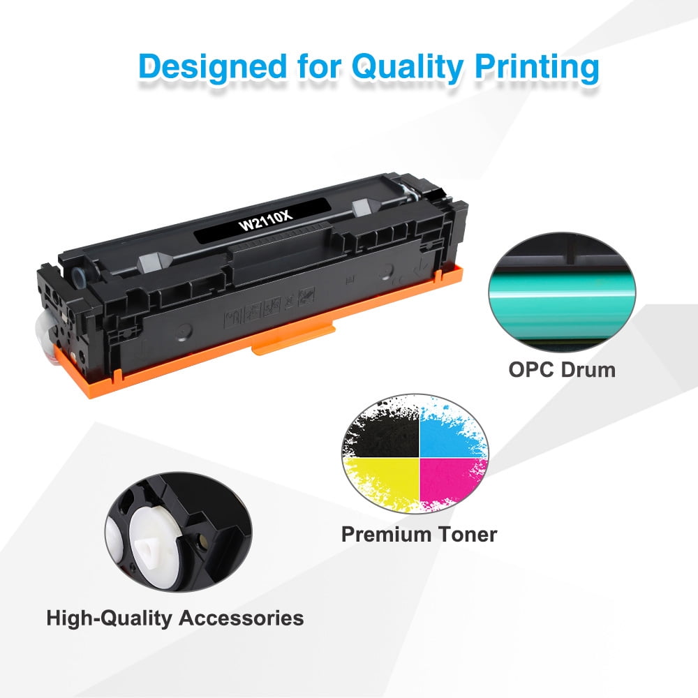 NO Chip! 206X 206A 4-Pack Toner Cartridge Compatible for 206 206X 206A W2110A W2110X Color Laserjet Pro MFP M283fdw M255dw M283cdw M283 M255 Printer Ink (Black Cyan Yellow Magenta)