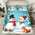 thumbnail image 2 of Feelyou Kawaii Snowman Bed Sheets, Christmas Festival King Sheets, Winter Squirrel Animal Sheet Set, Lightweight Room Decor, 4pcs, 2 of 7