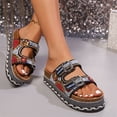 thumbnail image 4 of Big Buckle Sandals Women,Women's Sandals,Women Platform Sandals Rhinestone Beaded Pearl Double Buckle Bohemian Luxury Beach Summer Vacation Shoes 5cm Height Increasing Comfort Slides,Black,5.5, 4 of 6