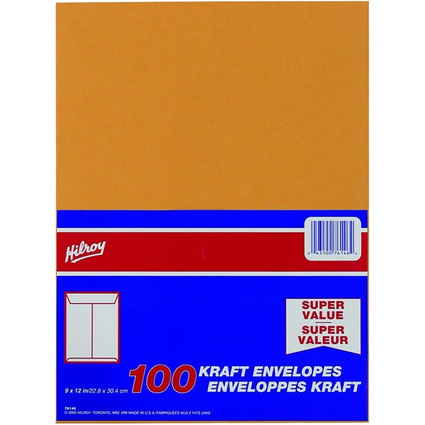 Hilroy 76146 Kraft Envelopes, 9x12Inch, 100Count Walmart.ca