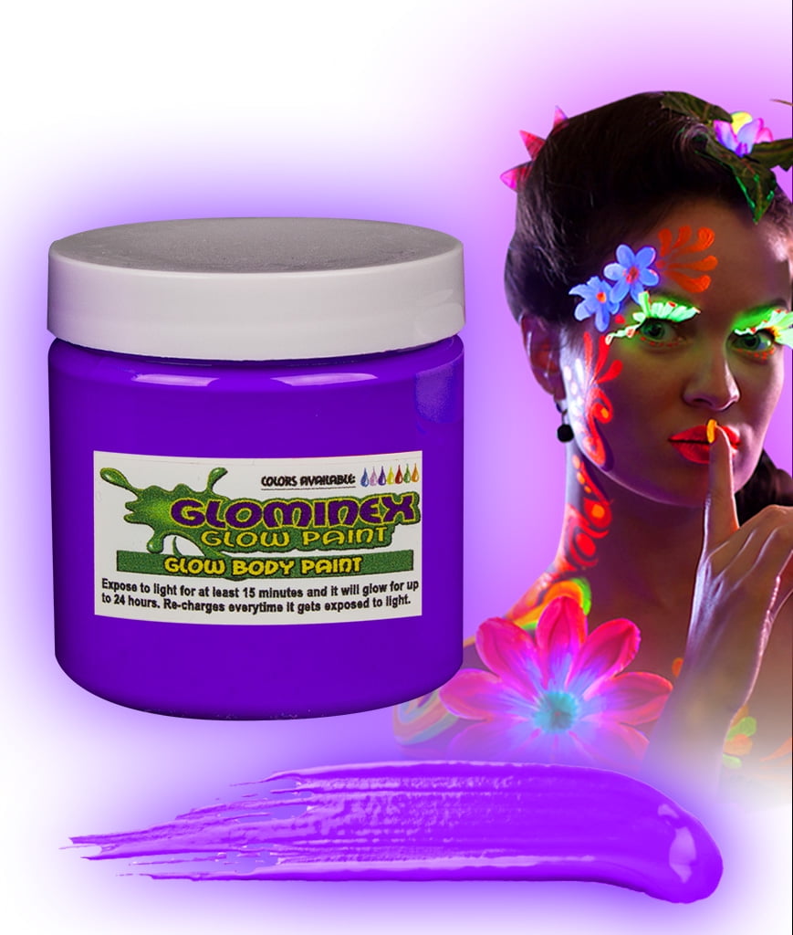 Glominex Glow Body Paint 8oz Jar Purple