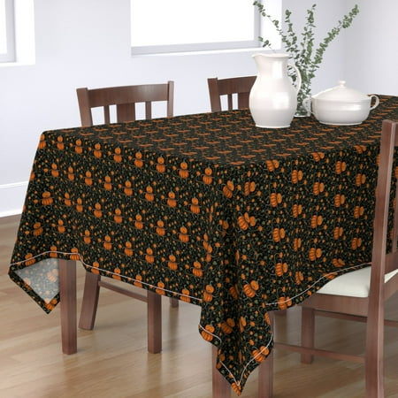 

Cotton Sateen Tablecloth 70 x 120 - Pumpkin Halloween Vintage Whimsical Illustration Print Custom Table Linens by Spoonflower