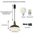 thumbnail image 3 of FSLiving Industrial Black Metal Pendant Light with Rechargeable Battery Operated LED Bulb Adjustable Wire Length Hanging Light RGB Mode Dimmable Timing Lighting Fixtures for Kitchen Factory - 1 Light, 3 of 5