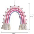 thumbnail image 2 of JM Tapiz tejido a mano, decoración bohemia con borlas de algodón para colgar en la pared, adecuado para decoración del hogar, bola de piel de arcoíris de 2,13,7 pulgadas de ancho x 16,5 pulgadas de largo JM, 2 of 5