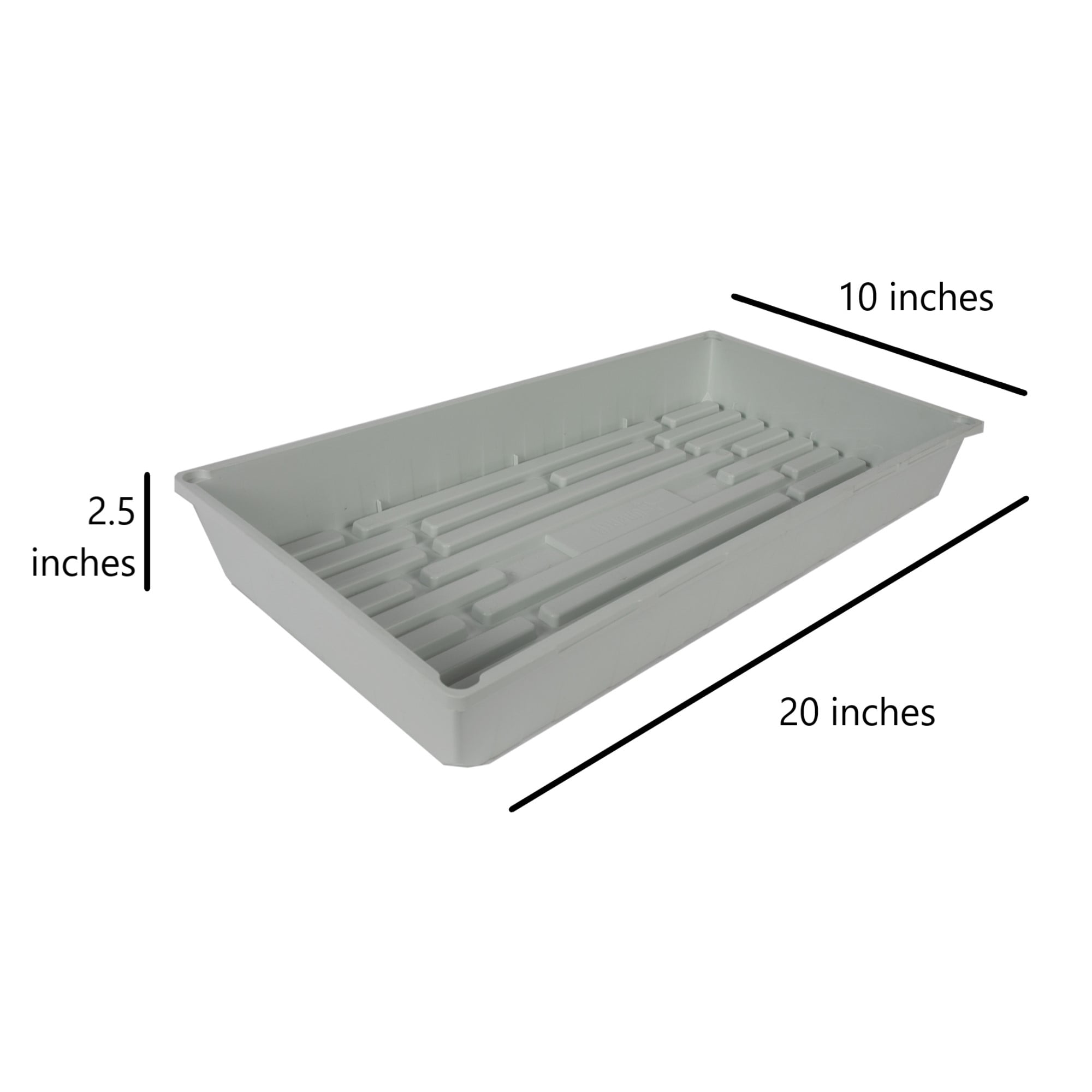 SUNPACK 10” x 20” Mega Plastic Seed Starting Tray, White, 2.5” - No Drainage Holes, Ideal for Greenhouses or Indoor Gardening - Made of Thick, Strong Plastic