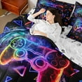 thumbnail image 4 of Castle Fairy Abstract Gamer Twin Bedding Sets 7-Piece for Female Men,Gradient Ombre Gamepads Bedding Comforter Set Microfiber,Video Game Breathable Sheet Sets,Breathable Home Decor,Reversible, 4 of 8