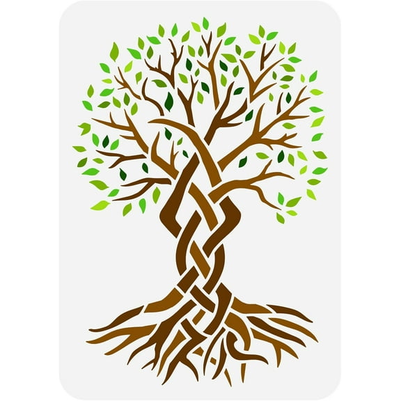 Plastic Drawing Painting Stencils Templates for Painting on Scrapbook Fabric Tiles Floor Furniture Wood Rectangle Tree of Life Pattern 29.7x21cm 1pc