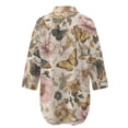 thumbnail image 5 of Xoenoiee Butterfly Peony Flower Print Women Beach Cover Ups Shirt V Neck Button Down Swimsuit Coverup Summer Swimwear Long Sleeve Cover Up Dress Plus Size, M, 5 of 7