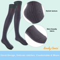thumbnail image 6 of Lovely Annie Big Girl's Women's 3 Pairs Over Knee High Thigh High Cotton Boot Socks Size 6-9(Dark Grey, Coffee, White) L1023-3c7, 6 of 9