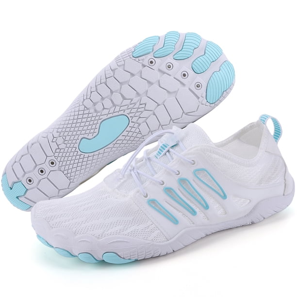Likrtyny Zapatos Sandalias Playa Descalzas Zapatos Secado Rápido para Hombres Y Mujeres (41 Blanco Azul)