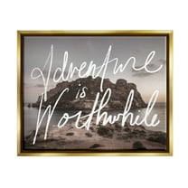 Stupell Industries Adventure is Worthwhile Nature Inspirational Painting Gold Floater Framed Art Print Wall Art, 31 x 25