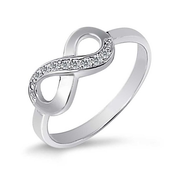 Bling Jewelry Half Pave Cubic Zirconia CZ Love Knot Infinity Promise