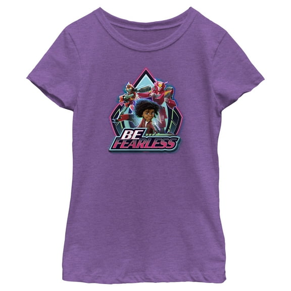 Girl's Transformers: EarthSpark Be Fearless Badge Graphic Tee Purple Berry Small