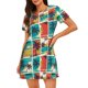 thumbnail image 1 of Disketp Colorful Hawaii Palms para Camisón Corto de Manga Corta para Mujeres, Camisón Cómodo con Escote Redondo, Bonito y Confortable, 1 of 6