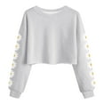 thumbnail image 4 of idosla Kids Crop Tops Girls Long Sleeve Tee Shirts Cute Daisy Pinted Fashion Sweatshirt Pullover Top (Light Gray, 4-5 Years), 4 of 5