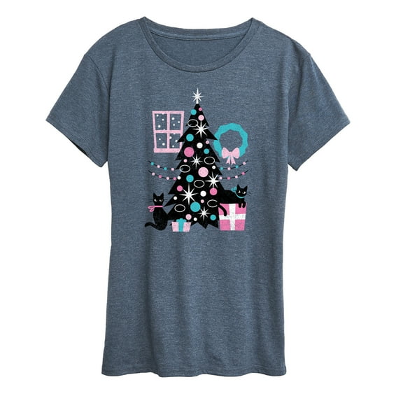 Instant Message - Christmas - Cats, Tree, & Décor - Women's Short Sleeve Graphic T-Shirt