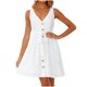 thumbnail image 1 of Moda mujer verano botón cuello en V sólido sin mangas vendaje Mini vestido Fridja  hjkh5915, 1 of 9