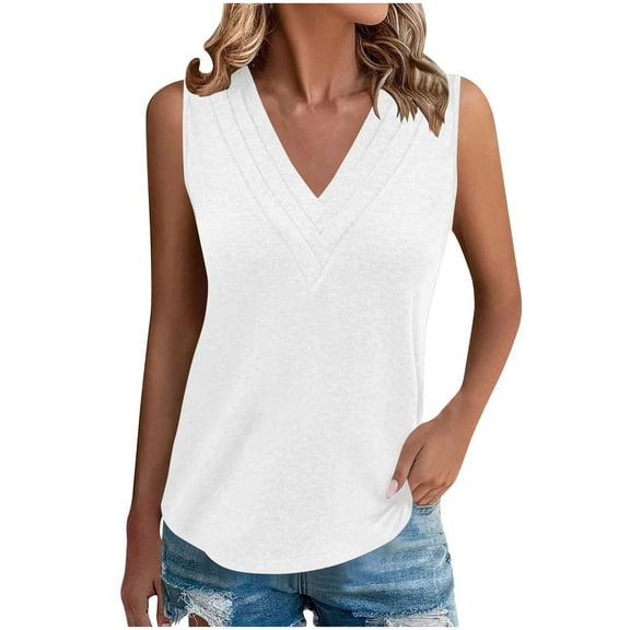 Puntoco Short Tops Blouses for women Clearance Women's Casual Short Sleeve Solid Ladies Round Neck Top Blouse White XL(XL)